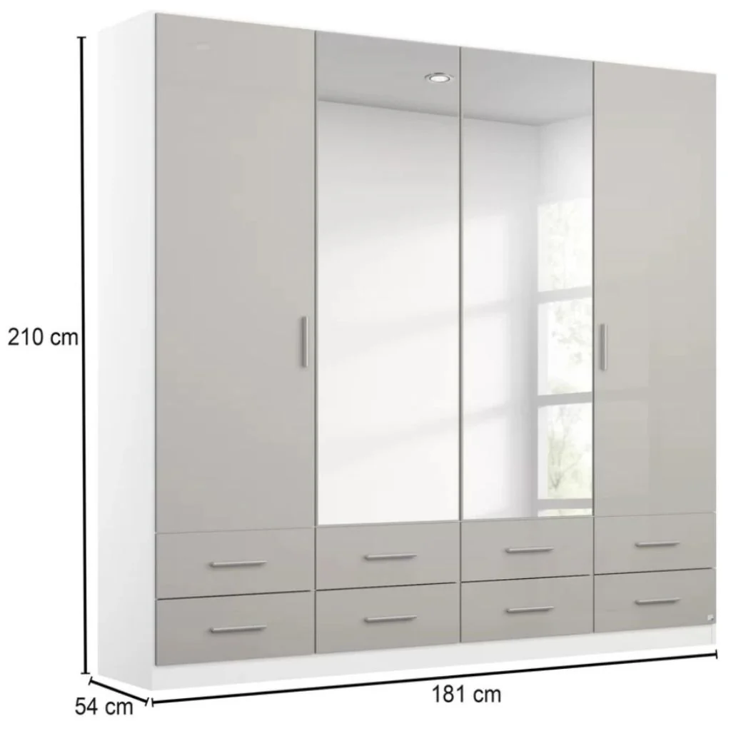 Stuttgart Soft Grey/ Alpine White 4 Door Wardrobe by Rauch - Image 5