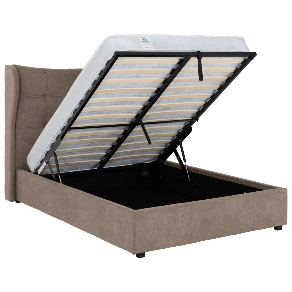 Verona Brown Fabric Ottoman Bedframe by Wholesale