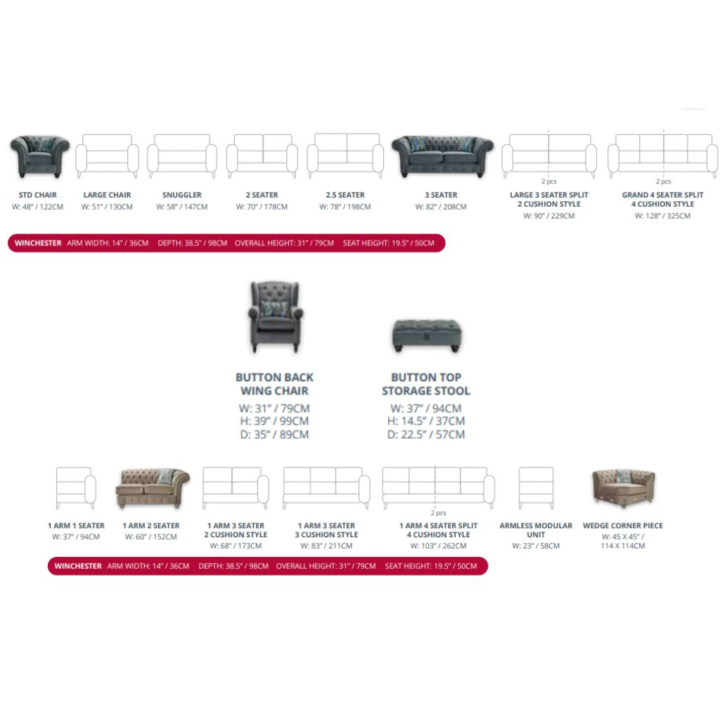 Winchester Sofa Range by Red Rose - Image 5