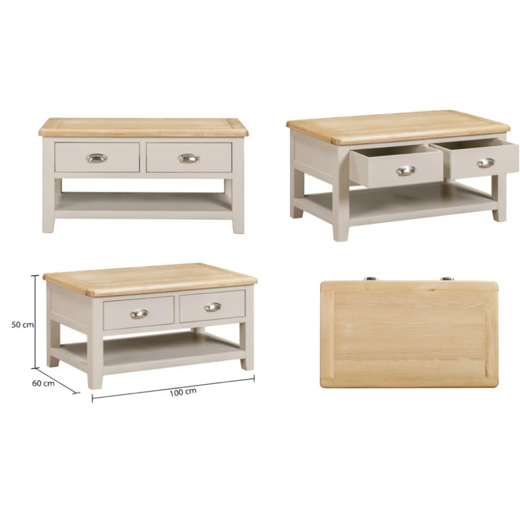 Windermere 2 Drawer Coffee Table by Annaghmore - Image 2