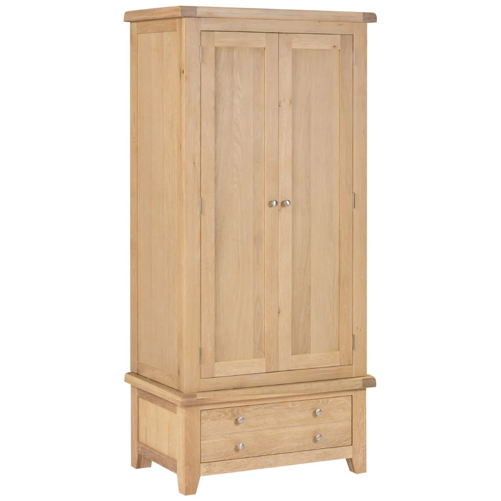 Windsor Natural Oak 2 Door 1 Drawer Wardrobe by Wholesale