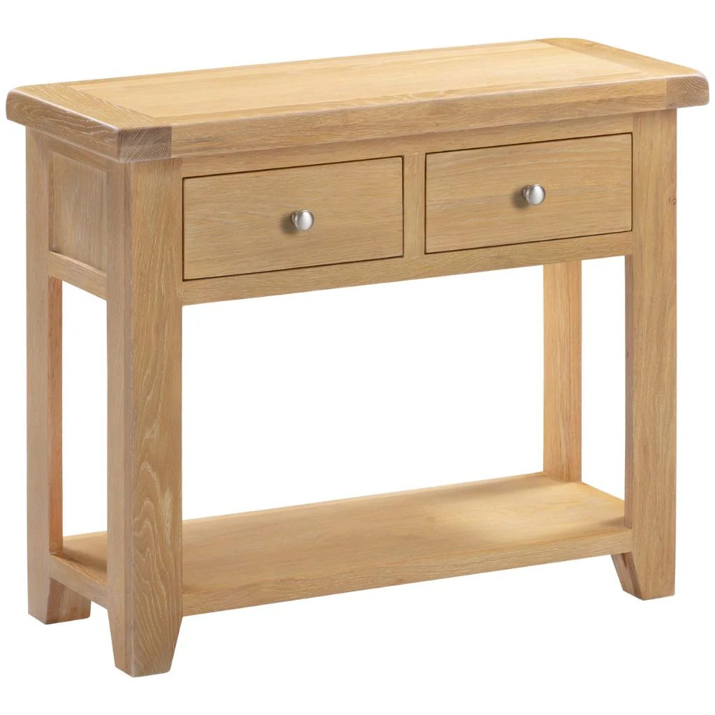 Windsor Natural Oak 2 Drawer Console Table by Wholesale