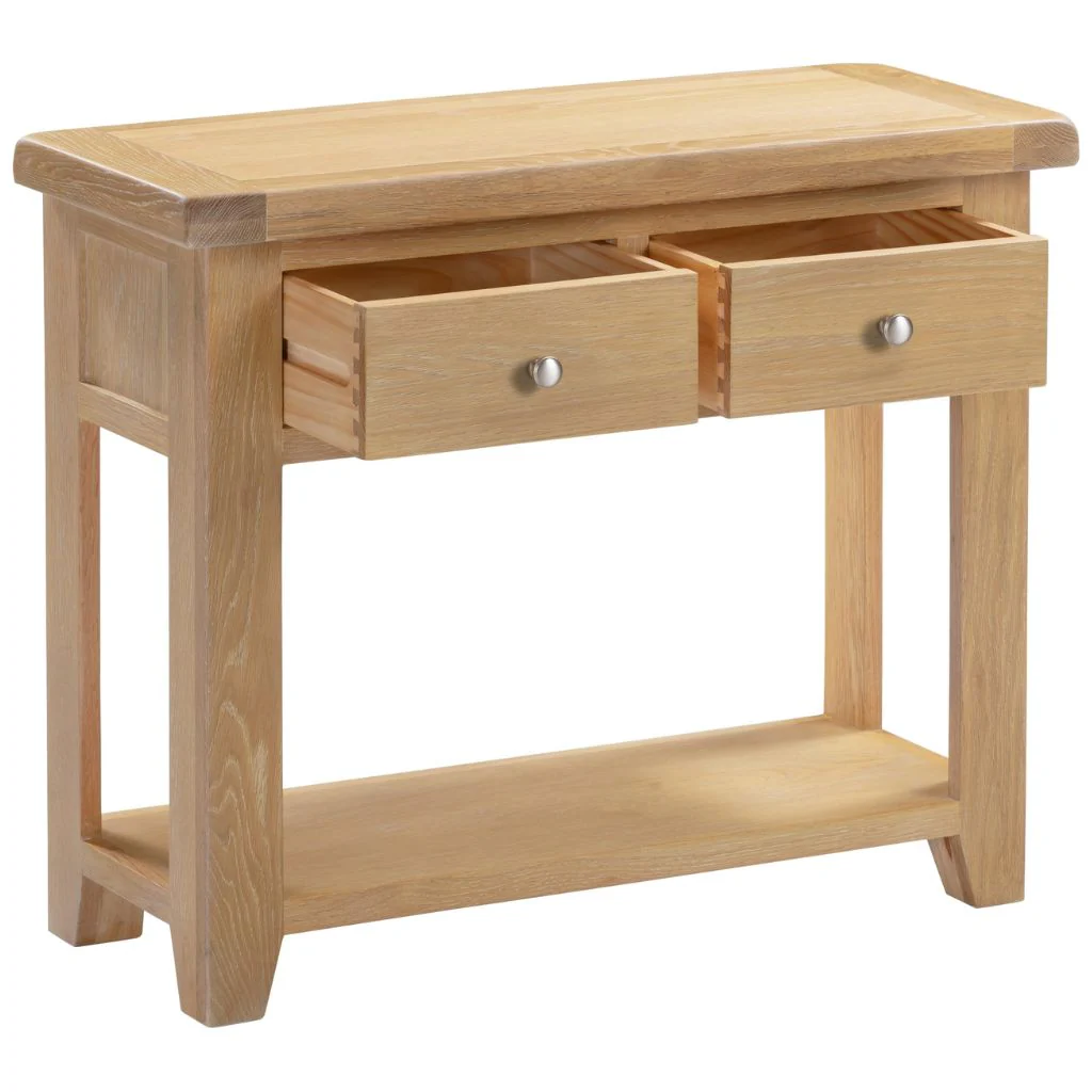 Windsor Natural Oak 2 Drawer Console Table by Wholesale - Image 2