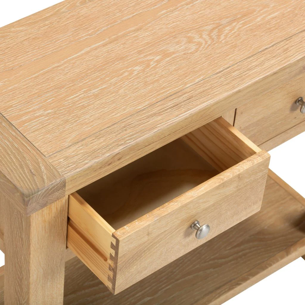 Windsor Natural Oak 2 Drawer Console Table by Wholesale - Image 3