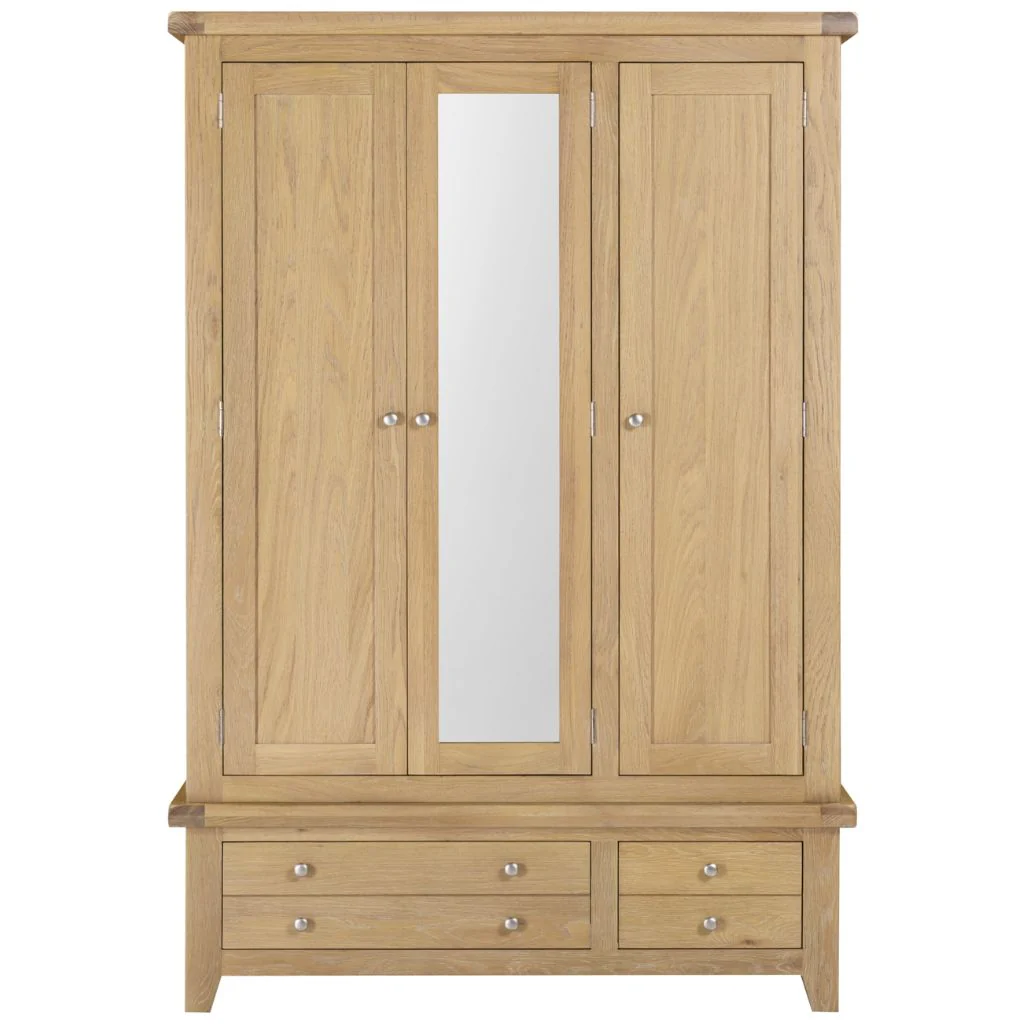Windsor Natural Oak 3 Door 2 Drawer Wardrobe by Wholesale - Image 3