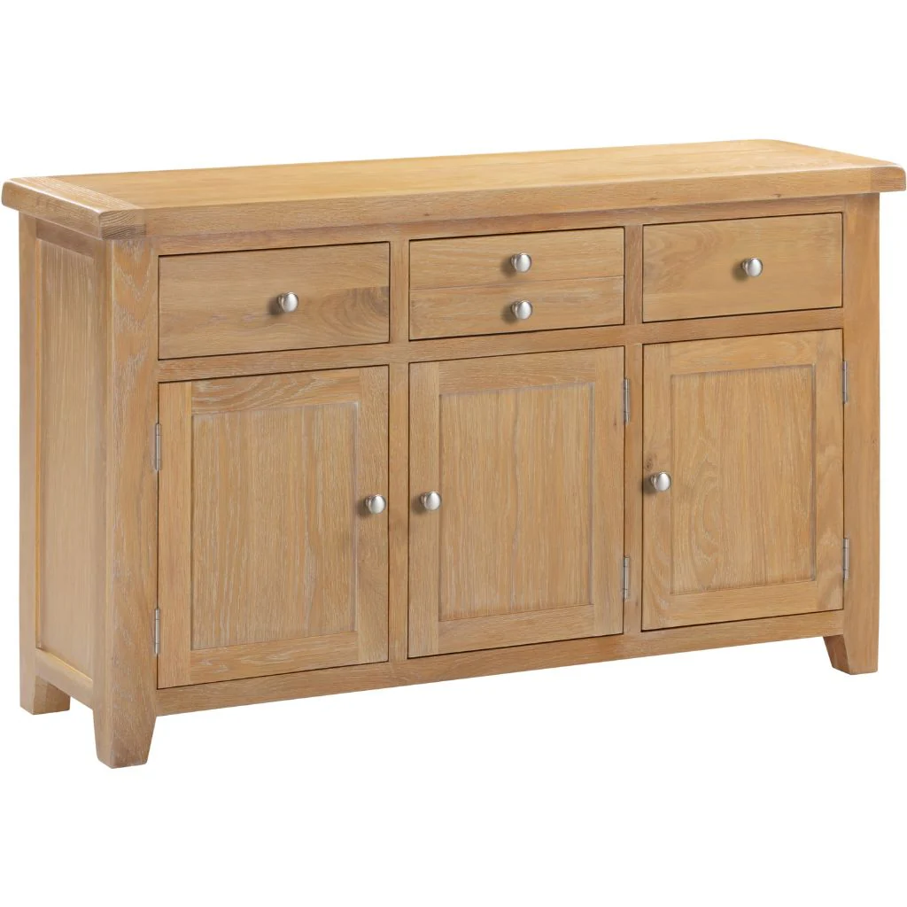 Windsor Natural Oak 3 Door 3 Drawer Sideboard by Wholesale