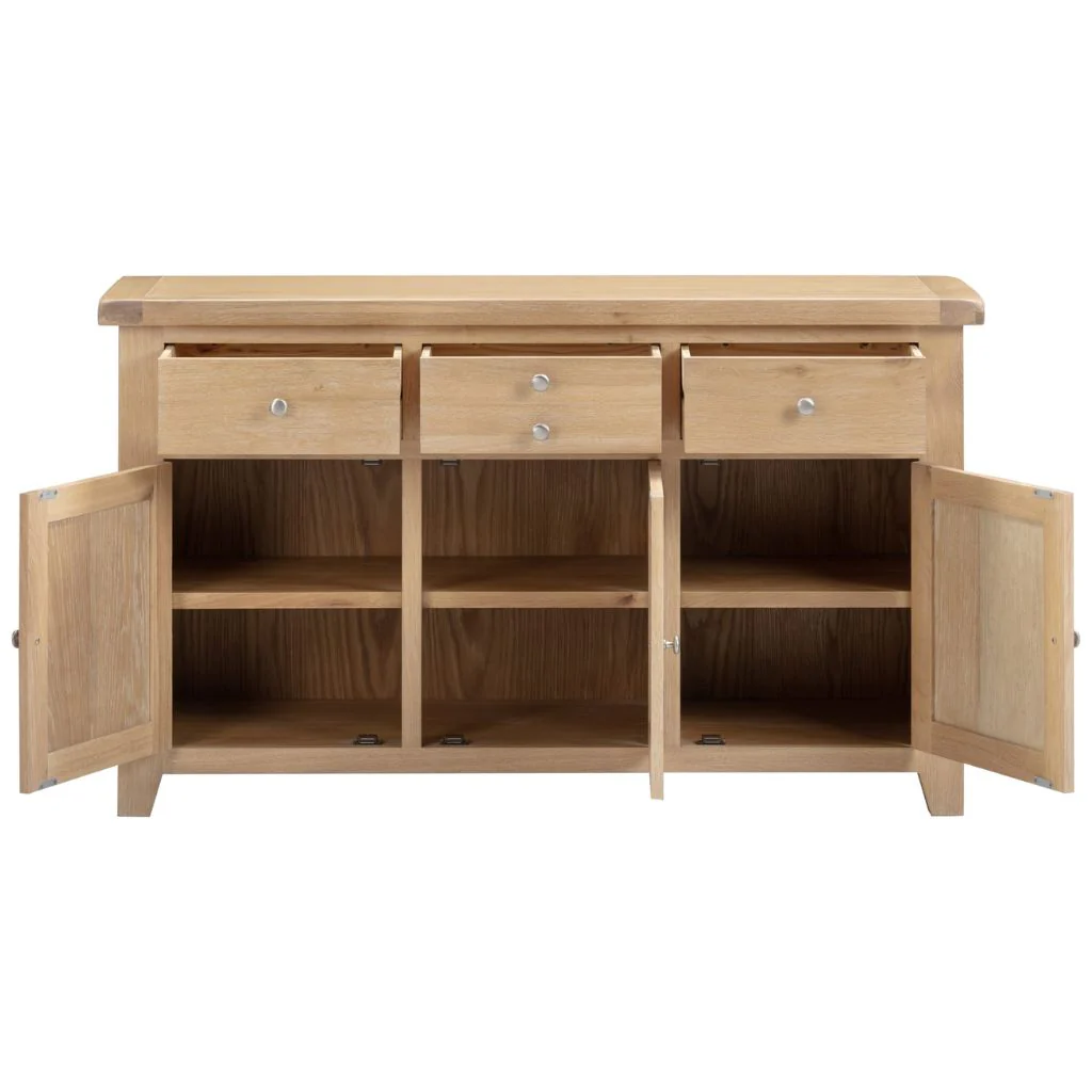Windsor Natural Oak 3 Door 3 Drawer Sideboard by Wholesale - Image 2