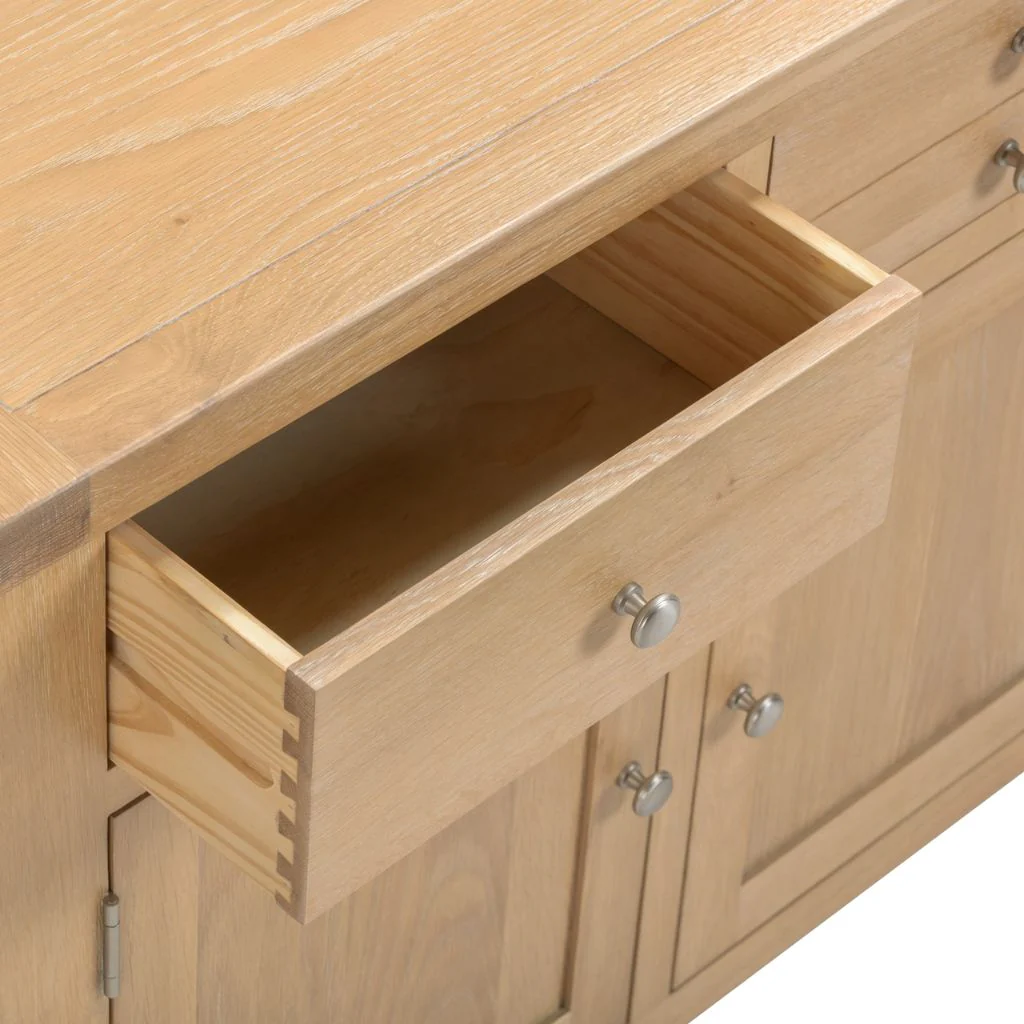 Windsor Natural Oak 3 Door 3 Drawer Sideboard by Wholesale - Image 3