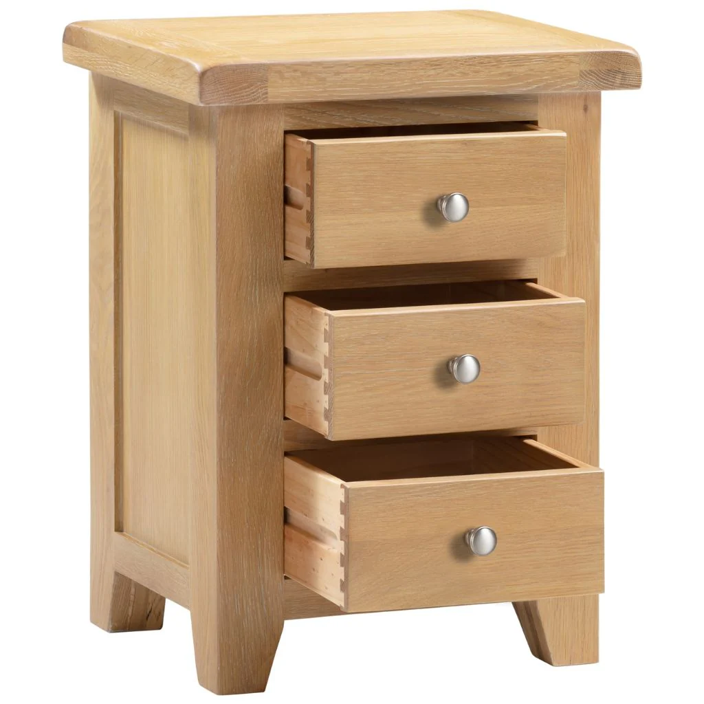 Windsor Natural Oak 3 Drawer Bedside by Wholesale - Image 2