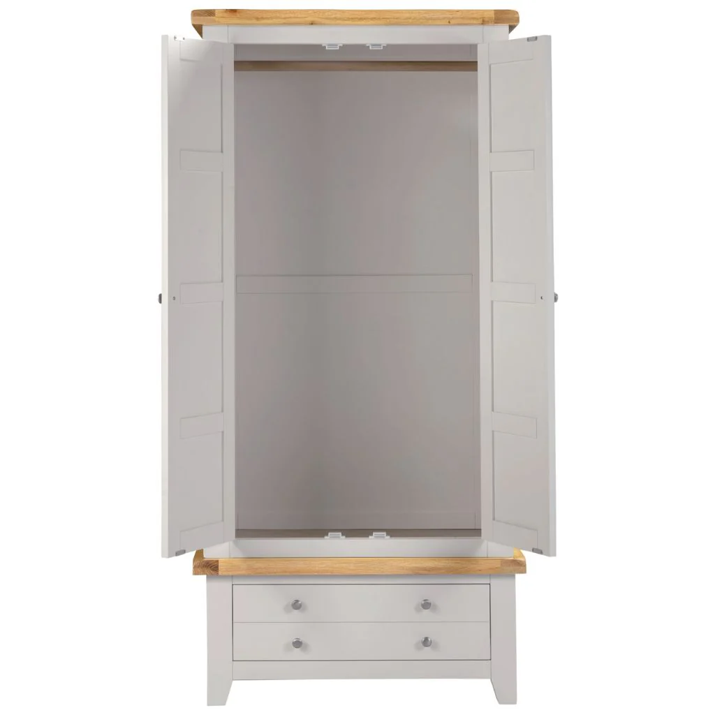 Windsor Pebble Grey 2 Door 1 Drawer Wardrobe by Wholesale - Image 2