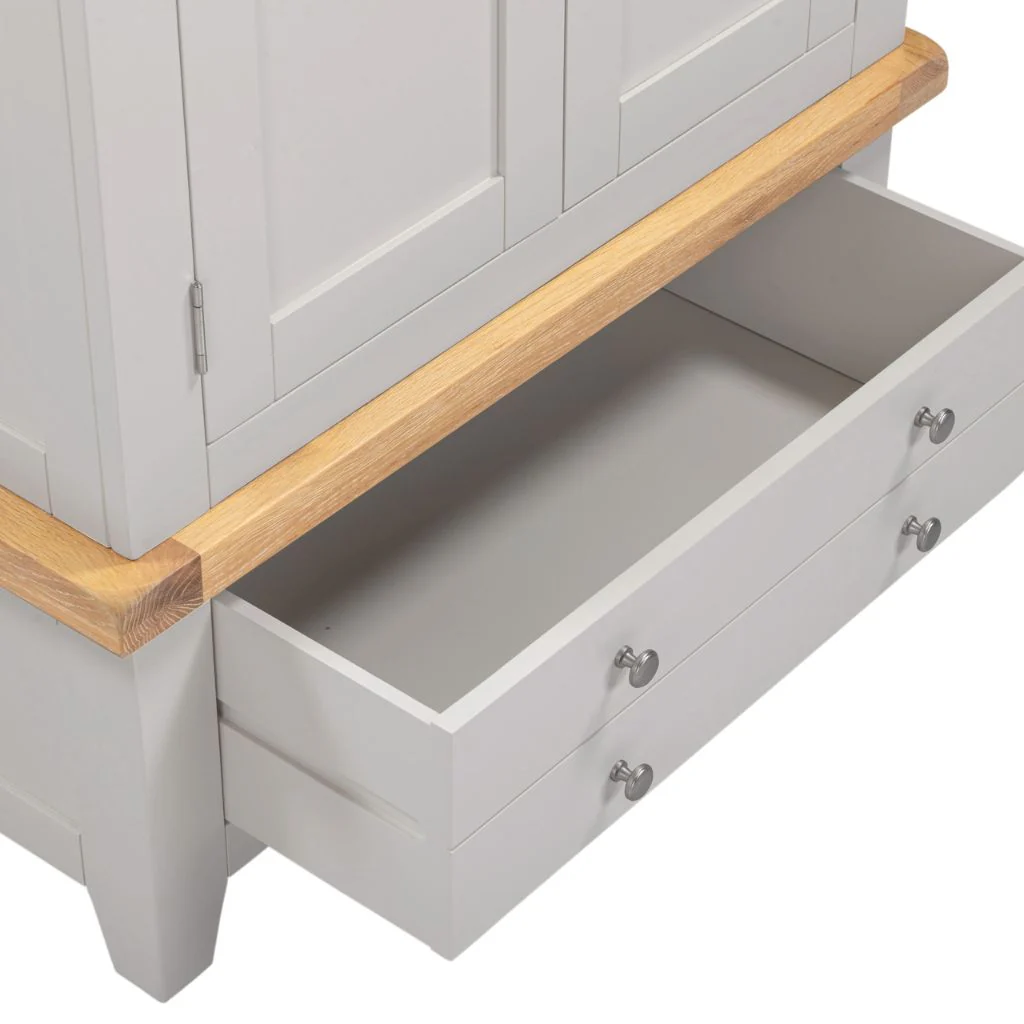 Windsor Pebble Grey 2 Door 1 Drawer Wardrobe by Wholesale - Image 3