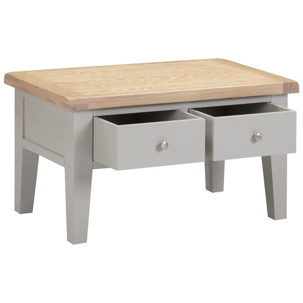 Windsor Pebble Grey 2 Drawer Coffee Table by Wholesale - Image 2