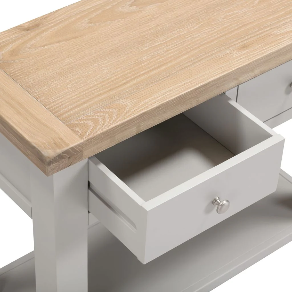 Windsor Pebble Grey 2 Drawer Console Table by Wholesale - Image 2